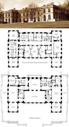 an old house with two floors and three stories, in the same area as another floor plan