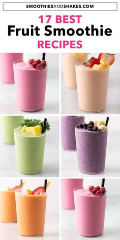 smoothie cups filled with fruit and topped with strawberries