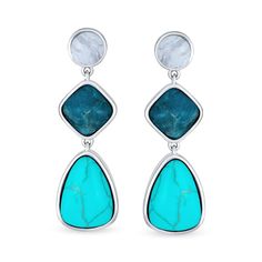 Enhance your style with these vibrant dangle earrings. Featuring elongated teardrops crafted from radiant gemstones and sparkling CZ. Mens Engraved Necklace, Turquoise Earrings Gold, Boho Geometric, Aqua Turquoise, Engraved Bracelet, Pink Turquoise, Engraved Necklace, Pink Quartz, Rings Necklaces