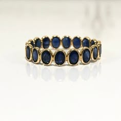 Solid 18K Gold Ring Natural Blue Sapphire Ring Band Full Eternity Band Stackable Ring Minimalist Ring, Wedding Band, Gift for Her - Etsy Philippines Minimalist Gold Rings Aesthetic, Good Rings Aesthetic, Gemstone Eternity Ring, Gold And Blue Ring, Elegant Blue Jewelry With Smooth Bezel, Oval 14k Gold Stackable Sapphire Ring, Oval Stackable Sapphire Ring In 14k Gold, Sapphire Wedding Ring With Smooth Bezel, Wedding Sapphire Ring With Smooth Bezel