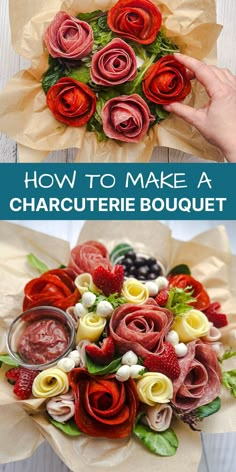 how to make a bouquet out of paper flowers and strawberries in the shape of hearts