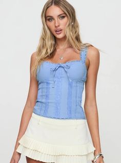 Stellah Top Blue Sabrina Carpenter Outfits, Top Corset, Fleece Dress, Corsets And Bustiers, Outerwear Outfit, Loungewear Sets, Invisible Zip, Curve Dresses, Corset Style