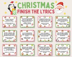 christmas printables with santa claus and penguins