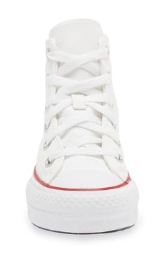 A canvas sneaker with a high-top silhouette offers ‘70s-inspired appeal and features an EVA foam platform midsole. Cushioned EVA footbed with arch support Textile upper/synthetic lining and sole Imported High-top Cotton Canvas Shoes With Platform, White Cotton Platform Sneakers With Round Toe, White Cotton Round Toe Platform Sneakers, Converse Cotton Platform Sneakers With Round Toe, Mid-top Platform Canvas Shoes, White Cotton Platform Canvas Shoes, White Cotton Platform Sneakers With Vulcanized Sole, White Platform Sneakers With Laces, White Cotton Platform Sneakers With Laces