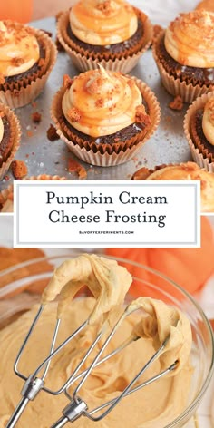 pumpkin cream cheese frosting in a glass bowl