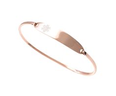 Stainless Steel Medical ID Bangle Bracelet - Rose Gold Plated Medical Alert Symbol, Banner Background Hd, Medical Id Bracelets, Medic Alert Bracelets, Id Bracelets, Gold Bar, Coach Purses, Stretch Bracelets, Womens Bracelets