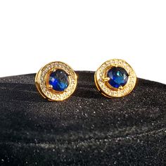 Brand New Women's Round Gold Sapphire Stud Earrings 18k Yellow Gold Plated 925 Sterling Silver (Stamped) Genuine 1ct Lab Created Radiant Cut Diamonds Natural 1ct Blue Sapphire Gemstones 12mm Size Retail Price $350 Buy With Confidence From A Top Rated Seller W/ A 99%+ Feedback Rating! A0236 (Id-714) Blue Round Earrings For Formal Occasions, Formal Blue Round Earrings, Blue Sapphire Earrings In Fine Jewelry Style, Fine Jewelry Blue Sapphire Earrings, Fine Jewelry Blue Sapphire Earrings Lab-created, Blue Birthstone Earrings For Formal Occasions, Formal Blue Birthstone Earrings, Blue Round Earrings For Anniversary, Classic Blue Sapphire Earrings