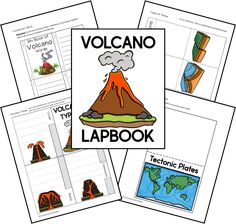 volcano lapbook for kids with pictures of the volcano and other things to do on it