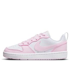 (GS) Nike Court Borough Low Recraft 'White Pink Foam' DV5456-105 Nike Court Vision Low Pink, White And Pink Nike Shoes, Nike Shoes Women Pink, Light Pink Dunks, Girly Outfits For School, Nike Pink Shoes, Preppy Shoe, Nick Shoes, Cute Sneakers For Women