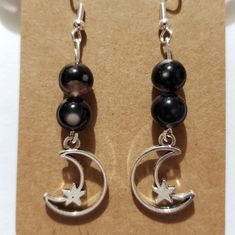 Genuine Orca Agate W/ Moon Charm Natural Stone Earrings.. Handcrafted.. 925 Silver Hooks. Each Orca Agate Is 8mm In Diameter. Moon Charm Is Silver Metal Alloy. Orca Accessories, Orca Agate, Pear Earrings, Enamel Stud Earrings, Natural Stone Earrings, Boho Style Jewelry, Party Earrings, Bow Earrings, Moon Charm