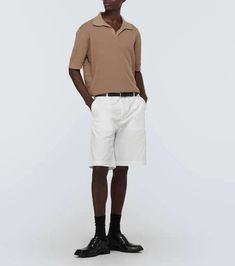 Material: 100% cotton.Care instructions: dry clean.Made in Italy.Designer color name: Beige 10.Collar: polo collar.Hem: ribbed, straight.Cuff: ribbed.Polo shirt.True to size.Designed for a loose fit.Stretchy fabric.Falls to the hip.The model in the picture is 185cm-6'1' and wearing a size IT 48 Cotton Polo Sweater With Short Sleeves And Ribbed Collar, Modern Short Sleeve Cotton Polo Sweater, Modern Cotton Short Sleeve Polo Sweater, Cotton Polo Sweater With Seamless Collar, Fitted Cotton Polo Sweater With Ribbed Collar, Ribbed Cotton Short Sleeve Polo Shirt, Summer Ribbed Polo Collar Top, White Collared Polo Sweater With Ribbed Collar, Short Sleeve Polo Sweater For Summer Workwear