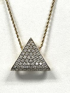 14k yellow gold diamond triangle pendant with necklace  8.3g Gold Triangle Jewelry For Formal Occasions, Gold Triangle Diamond Jewelry, Gold Diamond Triangle Jewelry, Triangle Pendant, Diamond Fashion, Pendant Necklaces, Gold Diamond, Hippie Boho, Necklace Etsy