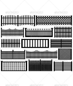 a set of different fences and gates - miscellaneous objects