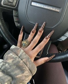 Long Acrylic Nail Designs, Brown Nails, Luxury Nails, Classy Nails, Dream Nails, Nails Done, Pretty Acrylic Nails