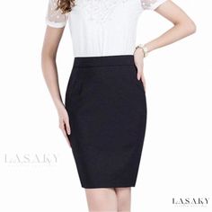 Lasaky - Professional Plus-Size Pencil Skirt with Flattering Fit for Work Long Straight Skirt, Plus Size Pencil Skirt, Elegant Office Wear, Fitted Midi Skirt, Professional Chic, Pencil Skirt Work, Pleated Chiffon Skirt, Bodycon Pencil Skirt, Bodycon Midi Skirt