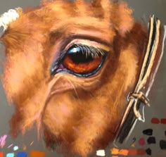 an artistic painting of a horse's eye