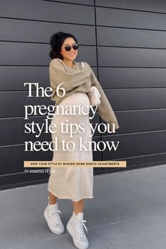 Looking for maternity style tips? Here are the must-know 6 pregnancy style tips you need to feel confident. Artipoppe Outfit, 20 Week Maternity Outfit, Maternity Skirt And Sweater, Satin Skirt Pregnancy Outfit, 4 Month Pregnancy Outfits, Pregnant Crop Top Outfits