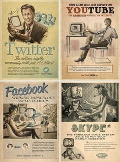 four different ads from the 1950's and 1960s's