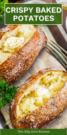 crispy baked potatoes with parsley on top