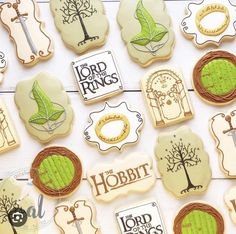 the lord of the rings cookies are decorated with royal icing