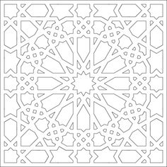 a black and white image of an intricate design with stars in the middle, as well as