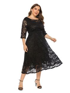 Floral Evening Dresses, Wedding Guest Outfit Ideas, Graduation Style, Lace Evening Dress, Plus Size Cocktail Dresses, Plus Size Lace, Lace Decor, Dress A Line, Family Party