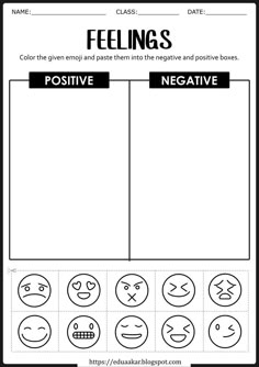 feelings worksheet for kids to help them learn how to say the word negative