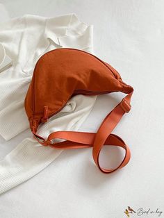 BirdinBag - Neon Orange Nylon Minimalist Hobo Bag: Sleek and Stylish Adjustable Bag, Everyday Chic, Waist Bags, Bag Style, Neon Orange, Hobo Bag, Sling Bag, Color Orange, Orange Color