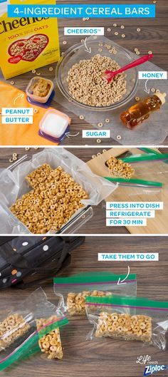 the instructions for how to make cereal bars