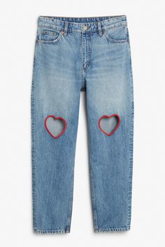 Diy Jeans, Diy Vetement, Heart Pocket, Custom Jeans, Painted Jeans, Painted Denim, Painted Clothes, Jeans Diy, Blue Outfit