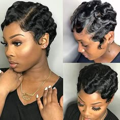 Finger Waves Natural Hair, Waves Natural Hair, Trendy We Fryzurach, Women Pixie Cut, Short Hair Waves