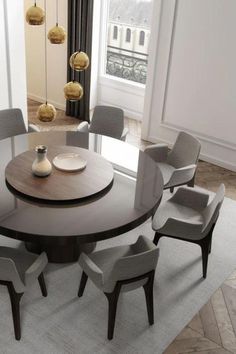 Perfect for hosting gatherings, the Berkeley table comfortably seats 8-10 guests, and the brilliant underpainted glass surface adds a formal contemporary touch. Upgrade your dining experience today and add a touch of elegance to your home. #contemporarydiningtabledesign #contemporarydiningtabledecor #contemporarydiningtableround Round Dining Room Table, Round Dining Room, Luxury Dining, Dining Room Inspiration, Dining Table Design, Home Fashion, Dining Room Design, Decor Rustic, Room Table