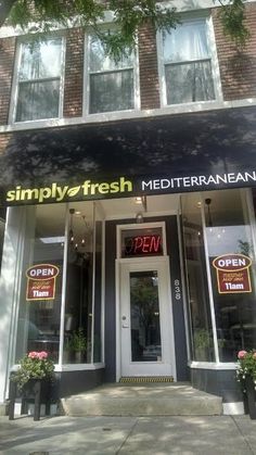 the front entrance to simply fresh mediterranean cuisine