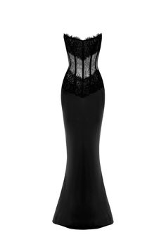 Lace and satin corset maxi dress black 6X010 – RASARIO Corset Maxi Dress, Corset Gown, Visually Pleasing, Designer Cocktail Dress, Dream Dresses, Satin Corset, Looks Party, Satin Gown, Glam Dresses