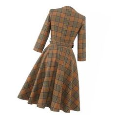 Womens Plaid Dress, Vintage Cotton Dress, Plaid Dress Vintage, Robes Vintage, Winter Plaid, Pin Up Dresses, England Fashion, Mid Dresses, Mode Vintage