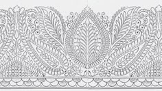 an intricately designed border with leaves and flowers in black ink on white paper,