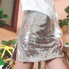 Hslot Outfit Ideas, Glitter Hair Spray, Glowing Star, Fashion Outfits Dresses, Pink Peacoat, Sparkle Outfit, Glitter Fashion, Silver Skirt, Taylor Swift Tour Outfits