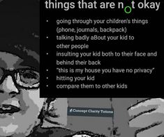 an image of a person with glasses and a caption that says things that are not okay