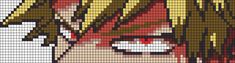 a cross stitch pattern with a woman's face in red and yellow, on white