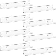 six clear shelf brackets for the wall