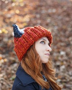 Red Fox Ears Beanie Crochet Orange Slouchy Chunky Cat Hat | Etsy Chunky Cat, Crochet Orange, Ear Beanie, Fox Ears, Beanie Crochet, Cat Hat, Ear Hats, Hat Crochet, Skull Cap Beanie