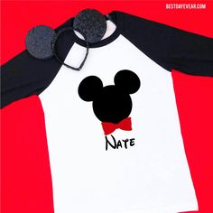 I love these new Mickey shirts and Minnie shirts. What a fun Disney family shirt or Disney matching shirt for your family's Disney vacation. These Disney shirts can be personalized with a name. These are either a Minnie bow shirt or Mickey bow tie shirt too. These Disney name shirts are great Disney group shirts since they can be personalized. #Disneyvacation #Disneyworld #Disneyland #Disney #DisneyShirt #MatchingShirts #DisneyFamilyShirts #MickeyShirt #MagicKingdomShirt #MinnieShirt