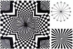 three black and white images with different shapes