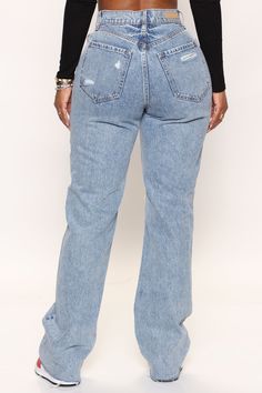 Available In Medium Wash. Straight Leg Jean 5 Pocket Non-Stretch Denim Ripped Detailing 100% Cotton Imported | Topanga 90's Ripped Straight Leg Jeans in Medium Wash size 11 by Fashion Nova Jeans For Midsize Women, Moon Jeans, Black Women Outfit Ideas, Pants Casual Outfit, Grey Ripped Jeans, Ripped Straight Leg Jeans, Women Outfit Ideas, Flattering Outfits, Class Of 2025