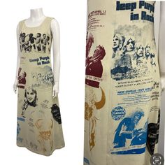 Rare Vintage Metal Iron Maiden Block Printed Crepe Midi Slip Dress / Xs * Amazing Metal Band All Over Block Graphics. One Of A Kind Dress. Side Zipper / Built In Slip. Bust- 32” (33” Snug) Waist- 27” Hips- Up To 37” Length- Approximately 47 1/2” Shoulder- 14” No Brand. Circa- 1990s Is My Best Guess But I Included A Close Up Picture Of The Inside Hem. Condition- Good Preowned Condition With A Few Few Marks And Very Subtle Underarm Staining But Nothing Major. Block Printing Clothes, Printed Slip Dress, Blue Tights, Nyc Fits, Brand Dresses, Midi Slip Dress, Mood Board Fashion, Textiles Fashion, Iron Maiden