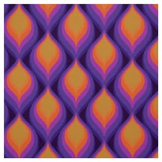 an orange and purple abstract pattern on fabric