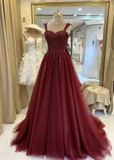 Maroon Prom Dress Long Sparkle, Burgundy Ball Dress, Wine Red Dresses Long, Prom Dress Masquerade, Burgundy Formal Dresses, Masquerade Prom Dress, Burgundy Ball Gown, Maroon Prom Dress