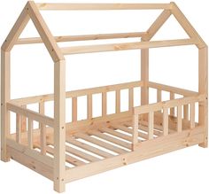 a wooden bed frame with measurements for the top and bottom bunk area, including an open roof