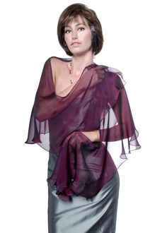 "A shimmery rich dark grape color of this airy fluttering scarf, wrap can update your minimalist dress and give you beautiful feeling of feminine charm as well as give you enjoyable silken touch by covering your shoulders. Made with iridescent silk chiffon and goes from casual daytime to elegant evening wear. Use it as a shawl, wrap sash or as a head cover. The full length of the scarf is about 76\" and the width on the central widest part is about 15\". This Dark Grape Scarf can make a beautifu Elegant Silk Shawl Scarf For Summer, Elegant Shawl For Summer Parties, Elegant Purple Silk Scarf For Wedding, Elegant Silk Chiffon Scarf For Summer, Elegant Summer Shawl Scarves, Elegant Purple Silk Scarf, Elegant Organza Silk Scarf For Summer, Sheer Shawl For Evening, Silk Shawl Scarf For Party