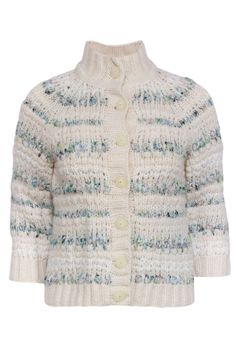 Get ready for some cozy and colorful vibes with this Cynthia Steffe cardigan. With its ivory and multi-color woven design and large textured buttons, you'll be the talk of the town. Perfect for chilly days, layer over a bright tank and jeans for a fun and playful look. Size M 54% Wool, 16% Angora, 12% Acrylic, 10% Nylon, 3% Mohair, 3% Cotton, 2% Polyester Unlined Button front Bust 34" Waist 32" Shoulder to hem 21.5" Sleeve length 22" Spring Cream Sweater With Button Closure, Cream Button Closure Sweater For Spring, Knit Cream Outerwear With Buttons, Cream Knit Button-up Sweater, White Knit Buttoned Cardigan, Cream Button-up Knit Sweater, White Cable Knit Button-up Cardigan, White Button-up Cable Knit Cardigan, Cream Cardigan With Buttons For Spring